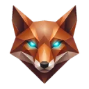 Alvin Bot — a low-poly fox head with glowing eyes